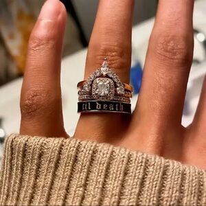 “Til Death” Silver & Black Wedding Band Ring Size 7 NWT